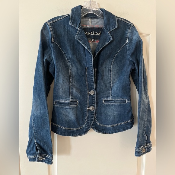 Maurices Jackets & Blazers - Maurices Denim Distressed Jacket with Button Details Women’s Size Medium